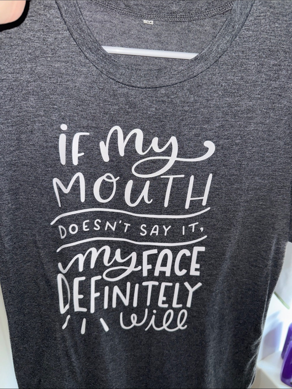 Graphic Crewneck T‑Shirt - Dark Gray with White Script
